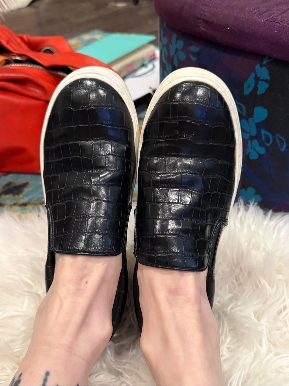 a new day Black Croc-Embossed Slip-On Athletic Sneakers